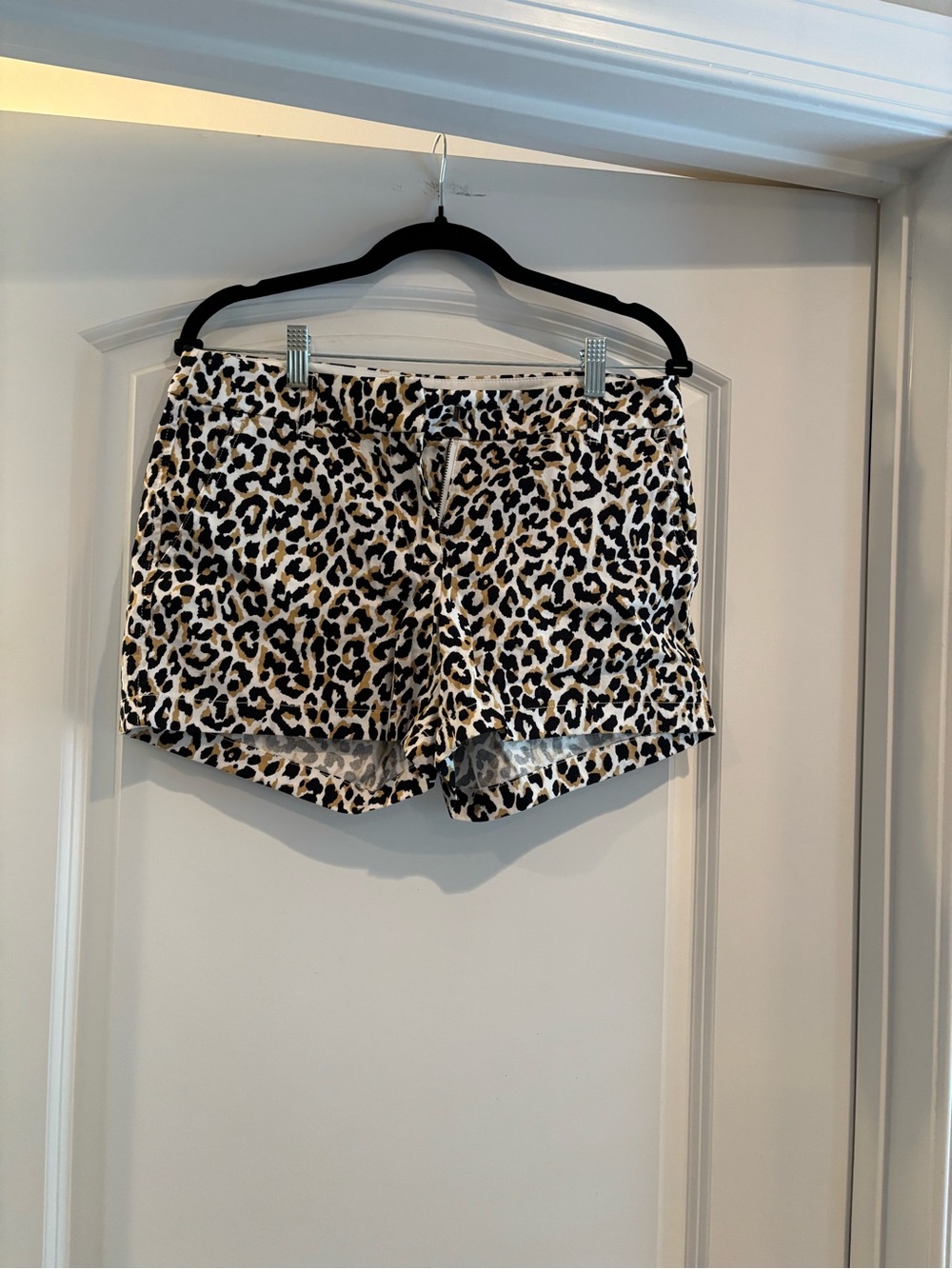 J. Crew Factory Leopard Print Shorts in Black, Beige & Cream